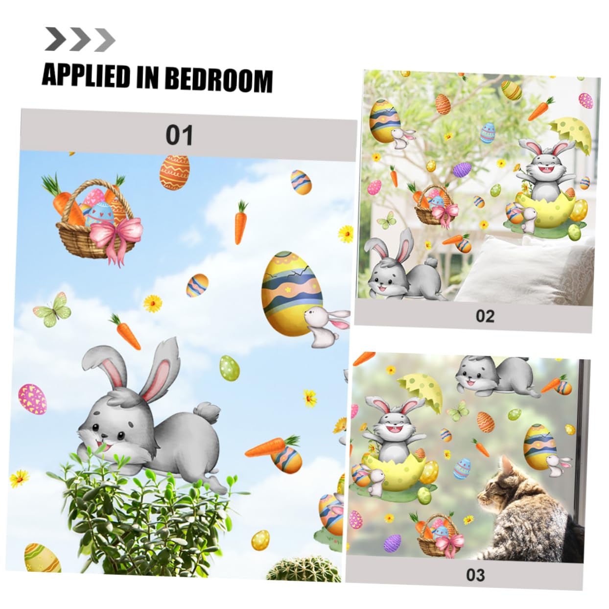 Cabilock 3 Sätze Wandtattoo Ostern Fenster Tönung Mattierte Fensterfolie Bausatz Fenstertönung Regenbogen-fensteraufkleber Stuffer Fensteraufkleber Für Die Osterparty Pvc
