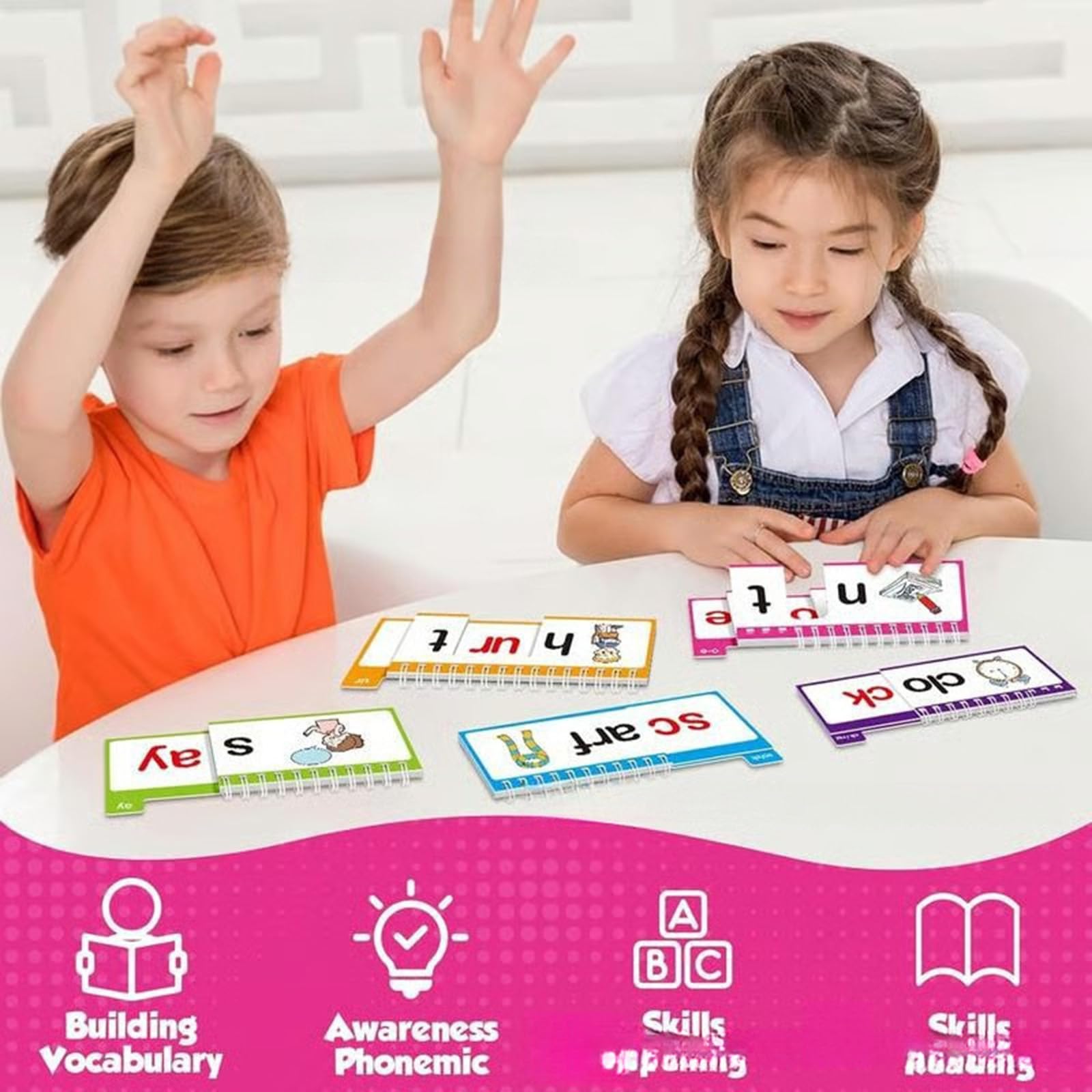 Libro sfogliato educativo fonetica per bambini con famiglie parole e design per migliorare le abilità lettura Libro sfogliato fonetica