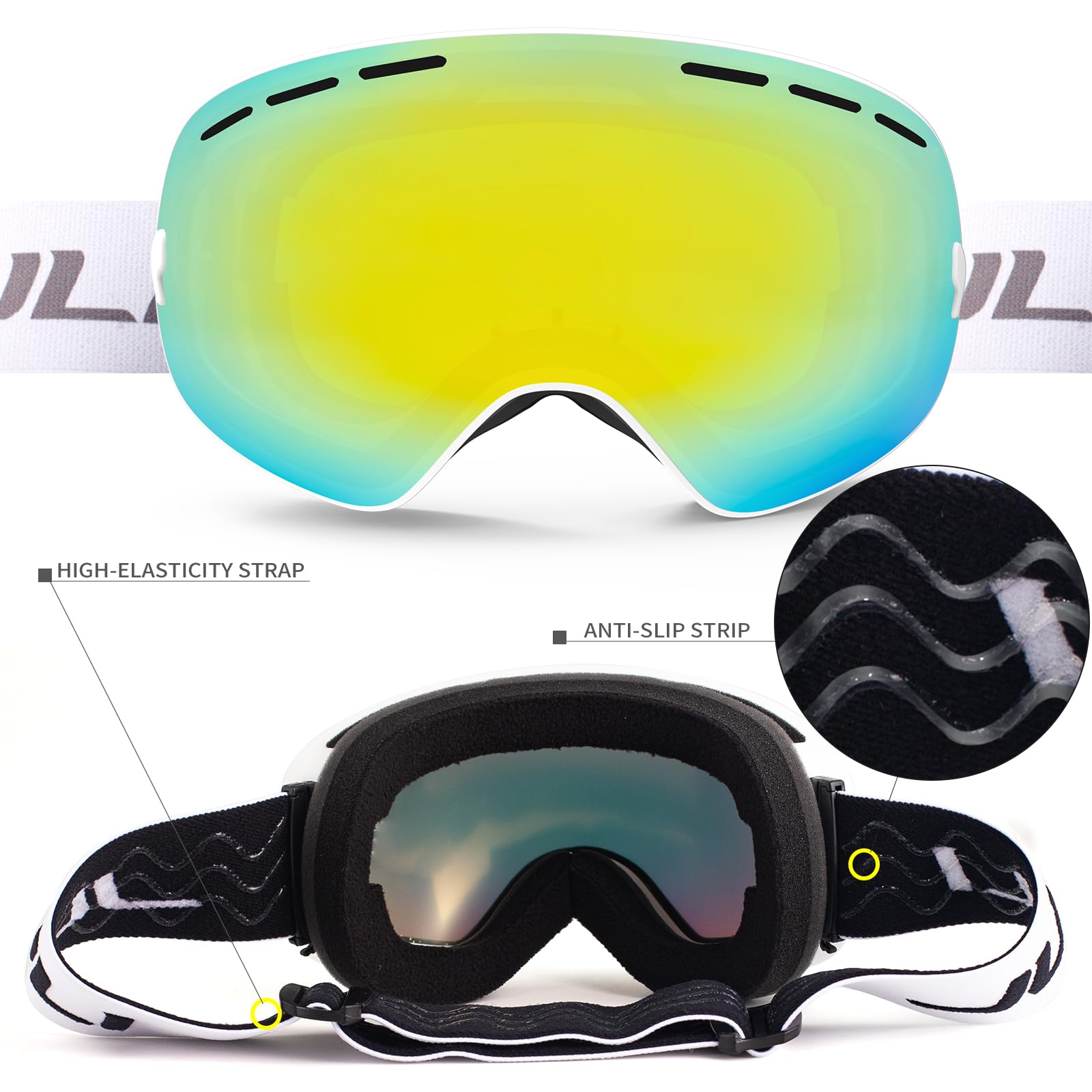 JULI - Occhiali da sci, invernali, per sport e snowboard, con lenti anti-appannamento BNC