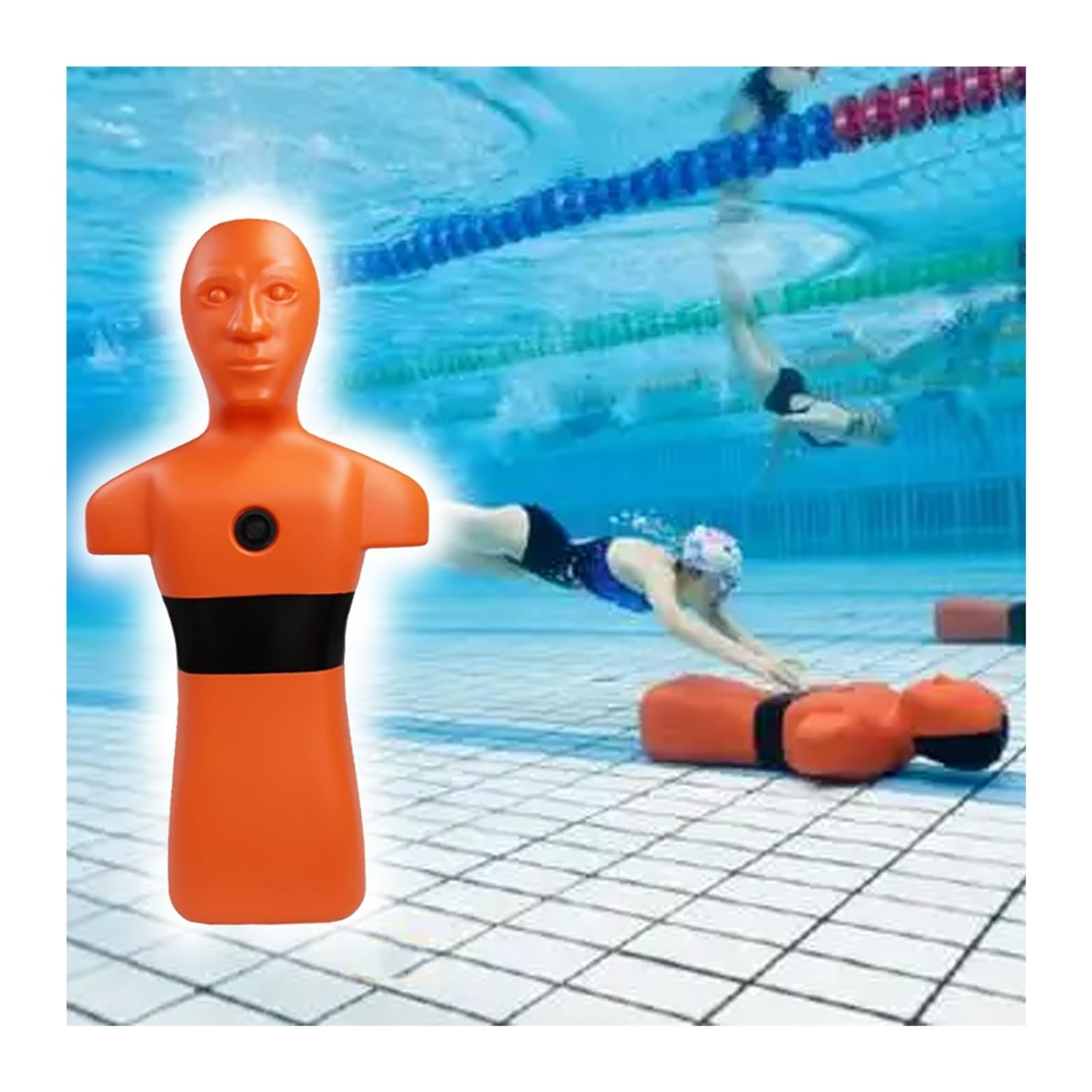 Pool Rescue Training Dummy for Water Safety Courses, 39.4 in Realistic PE Emergency Drill Model, Lifesaving Training Dummy for Drowning Simulation Experiment(Orange)