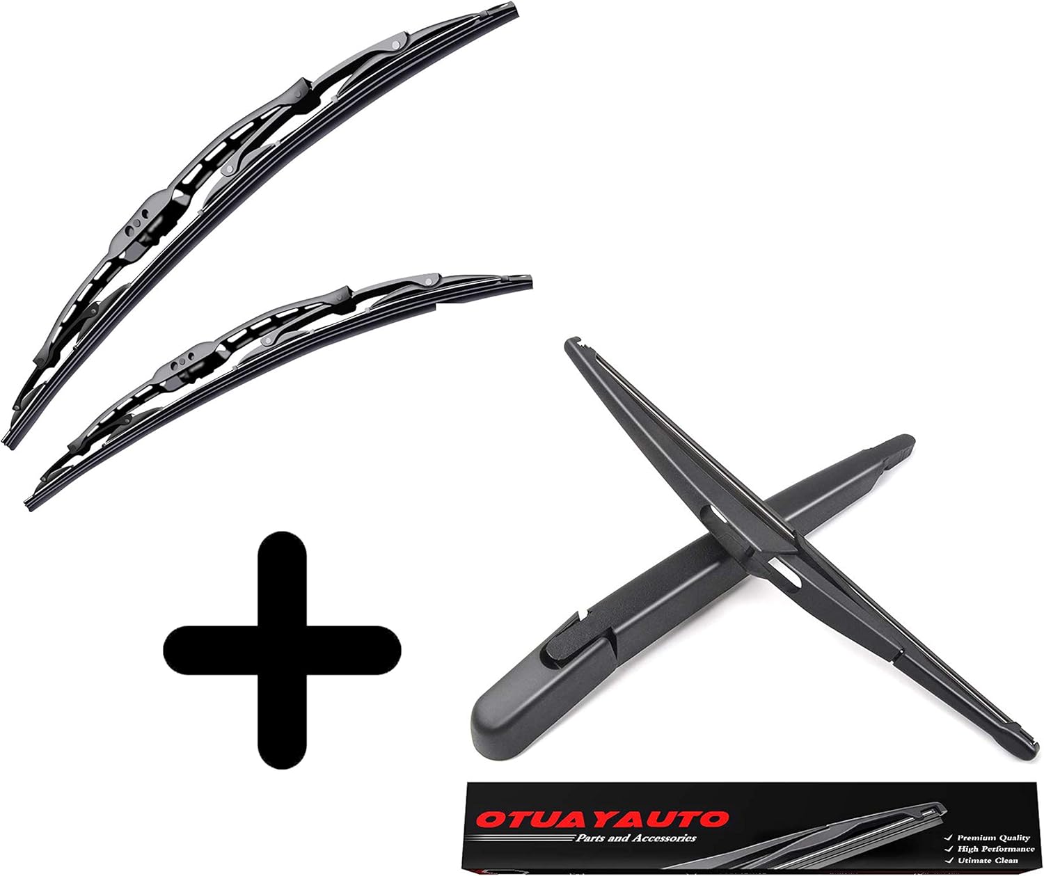 Rear Wiper Arm Set + 2PCS Front Wiper Blades 26"+14" - fit 2008-2013 Nissan Rogue - OTUAYAUTO Factory Aftermarket