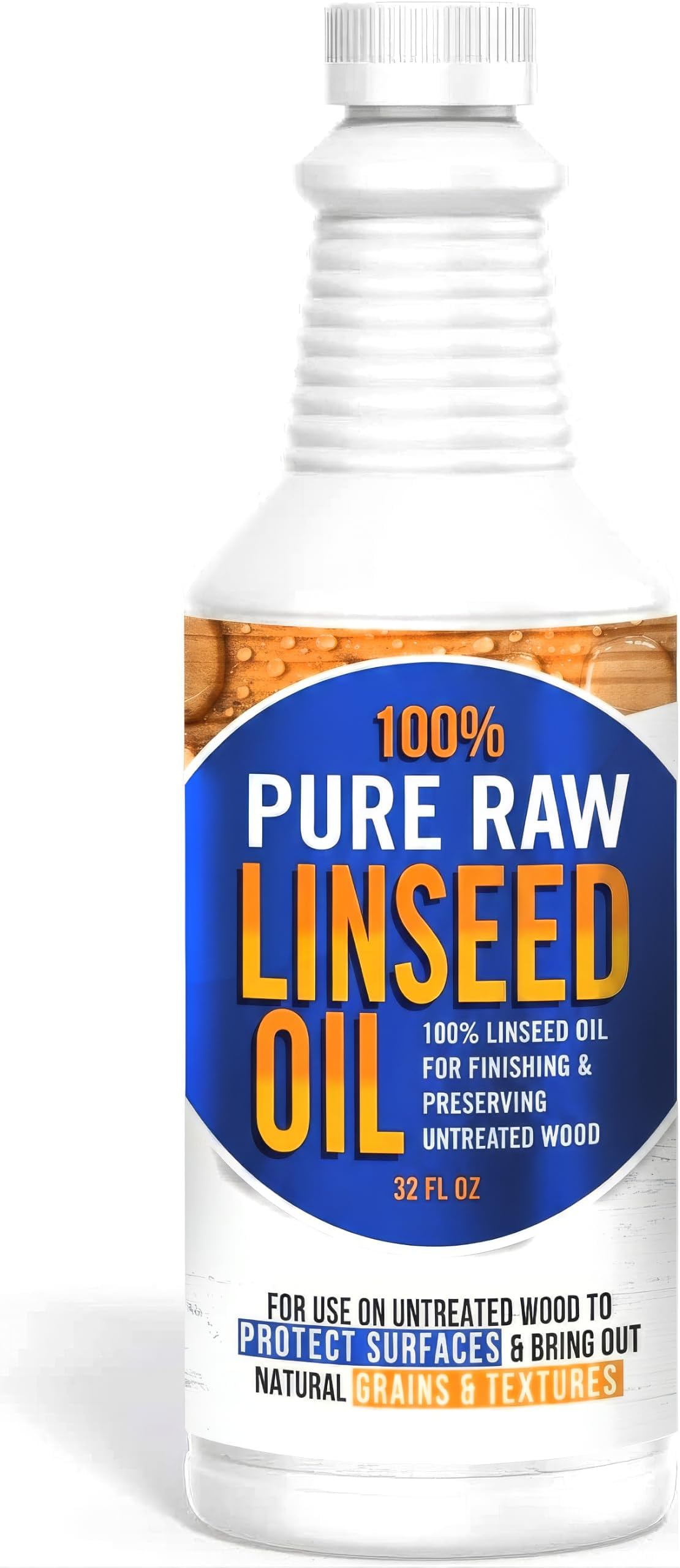 100% Pure Raw Linseed Oil, 1 Quart (32 Fl oz), Pack of 1 | Wood Finishing, Natural Sealer, Conditioner, and Protection for Indoor or Outdoor Furniture, Floors, Decks