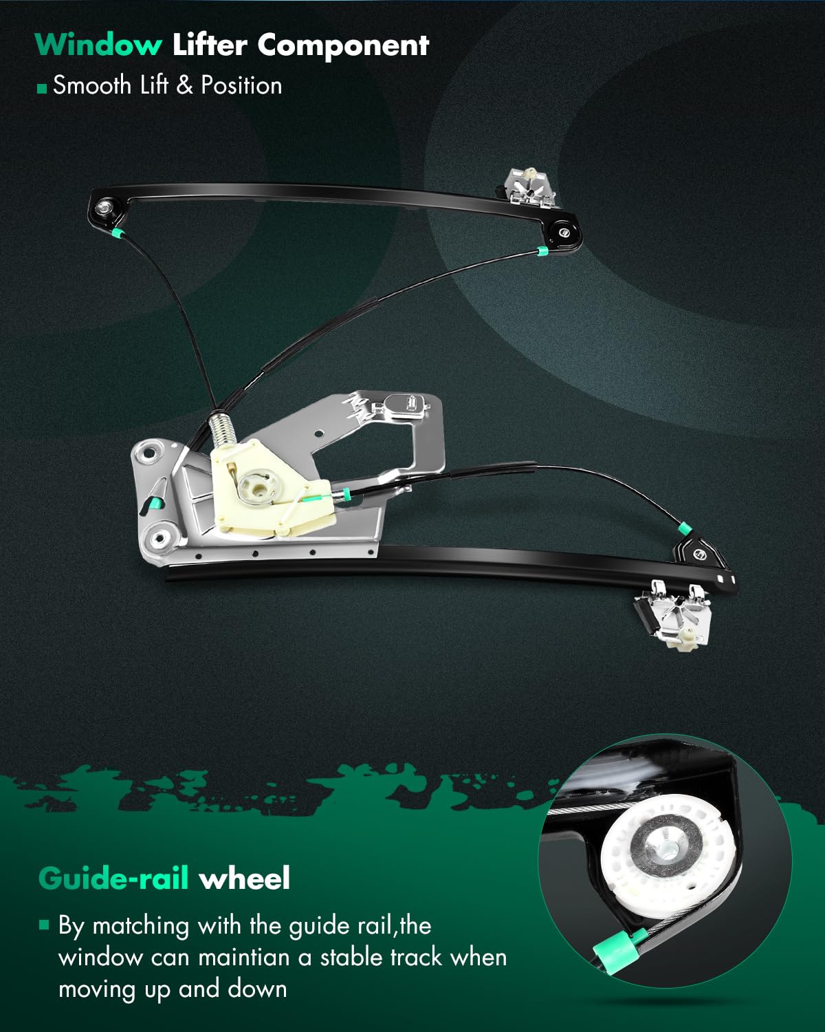 SCITOO Front Left Power Window Regulator Without Motor Replacement for 2001-2003 for BMW 525i,Replace# 740-478