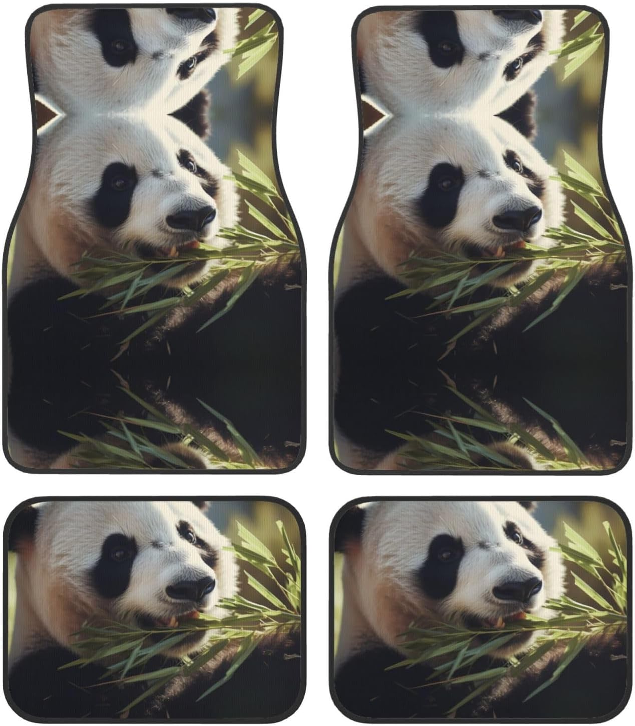 Panda eating bamboo Patterned car mats 4-piece set | For cars/SUVs/trucks | Firm fit without displacement