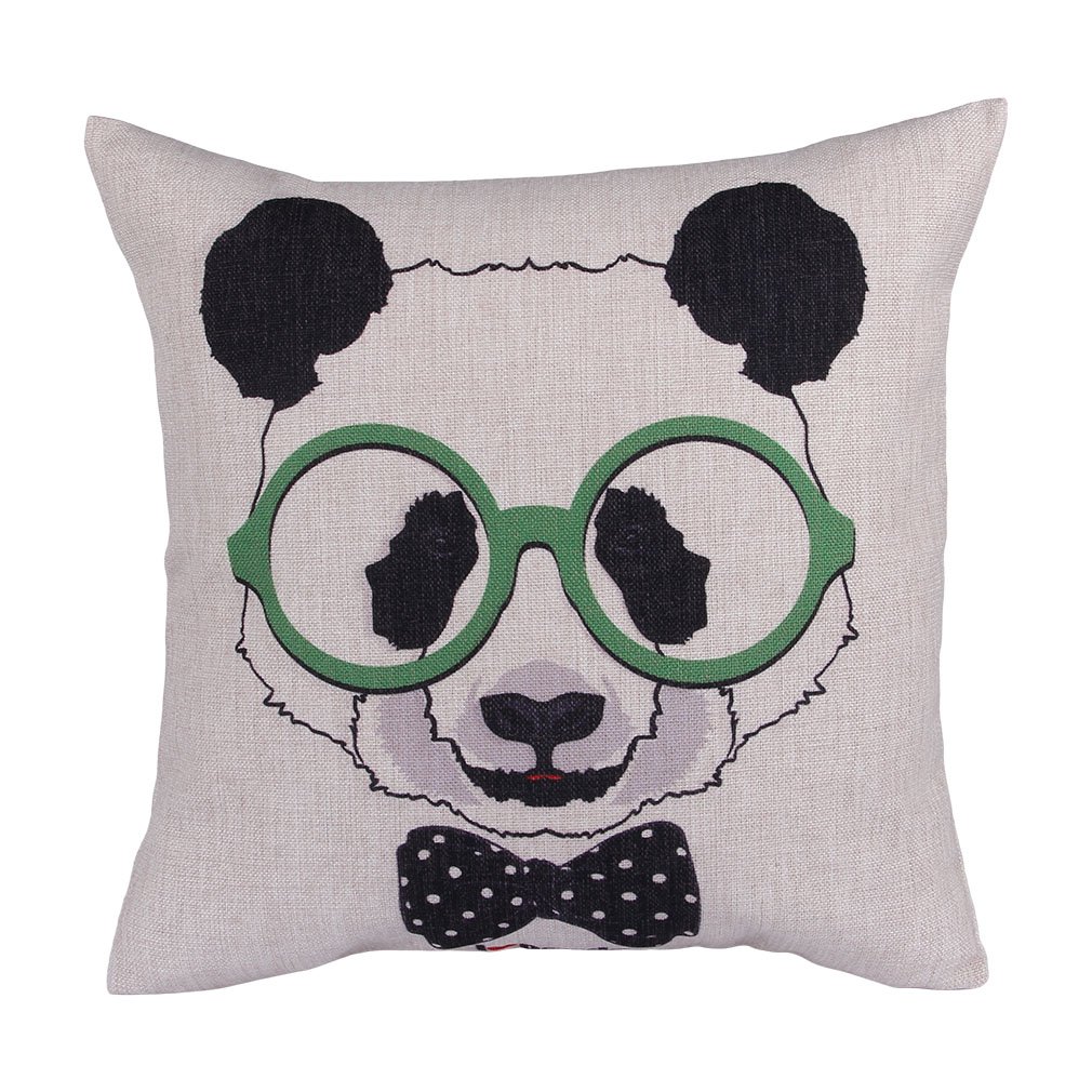 Housse de coussin animaux en coton lin Bigood textile resistant et doux