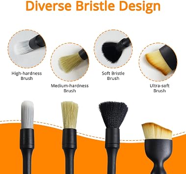 5Pcs Car Detailing Brush Set, Car Interior Cleaning Ultra-Soft Brush, Cars Detailing Brushes with Soft Bristles for Dashboard, Air Vent, Screen, Seats, Gaps, Engine Bay and Wheels