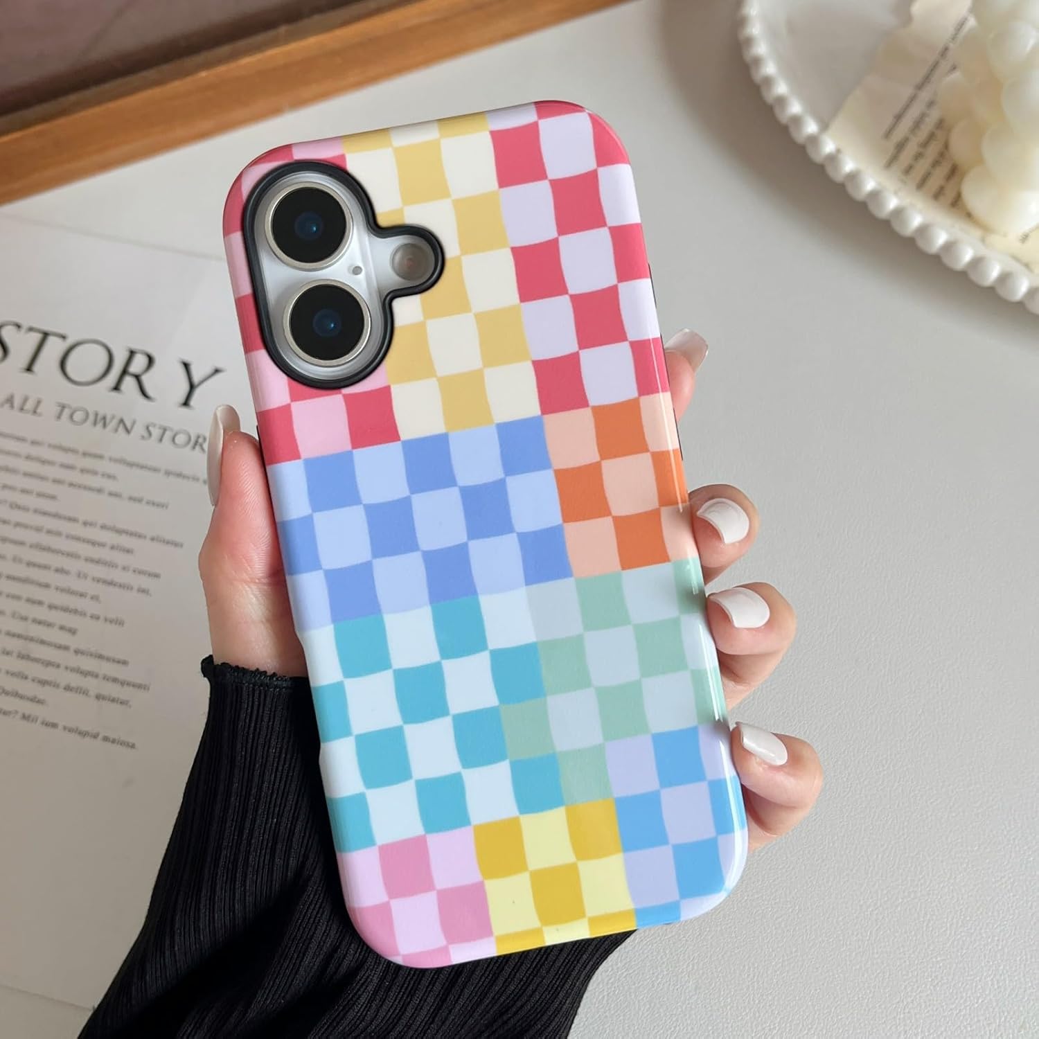 Compatible with iPhone 17 Case（6.3"） with Cute Colorful Checkered Pattern, Shockproof Slim TPU and Hard PC Protective Phone Case for Women Girl Men - Colorful 4 - Image 8