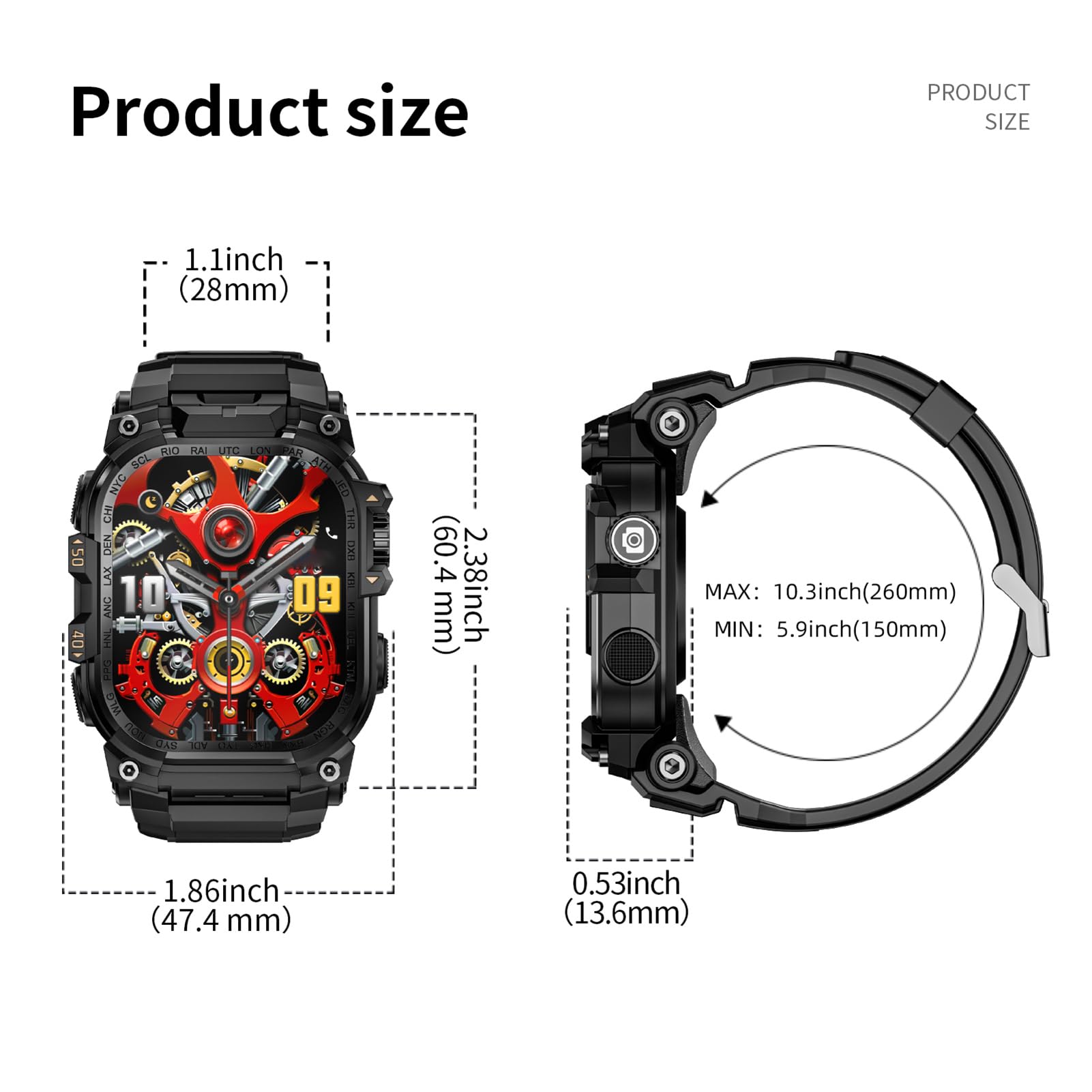Lazmin112 Montre Connectée Android avec Carte SIM 4G, Écran Tactile 2,06 Pouces, 3 Go + 32 Go, WiFi, GPS, Bluetooth, NFC, Suivi des Activités Physiques Et Santé, Call, SMS, Photo (Black)