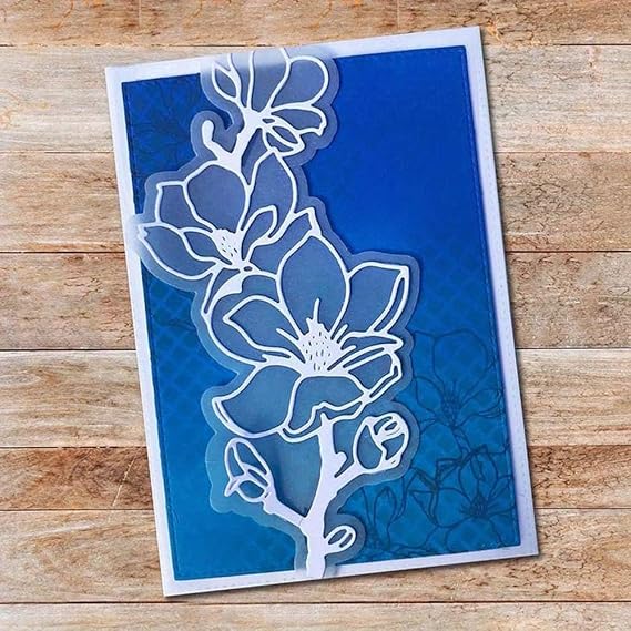 Lapoo 3D Backgrounds Frame Metal Cutting Die for Scrapbooking, New Cutting Dies DIY Album Card Making Decor Paper Craft Metal Die Cuts Party Wedding Decorations (Plum Blossom Stripes 6.5 x 3.2 in)