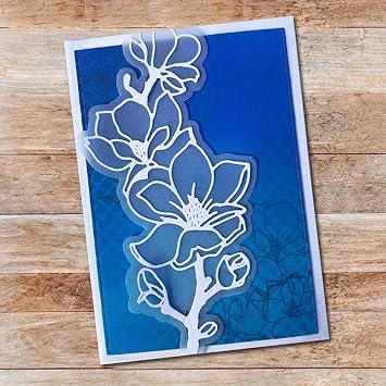 Lapoo 3D Backgrounds Frame Metal Cutting Die for Scrapbooking, New Cutting Dies DIY Album Card Making Decor Paper Craft Metal Die Cuts Party Wedding Decorations (Plum Blossom Stripes 6.5 x 3.2 in)