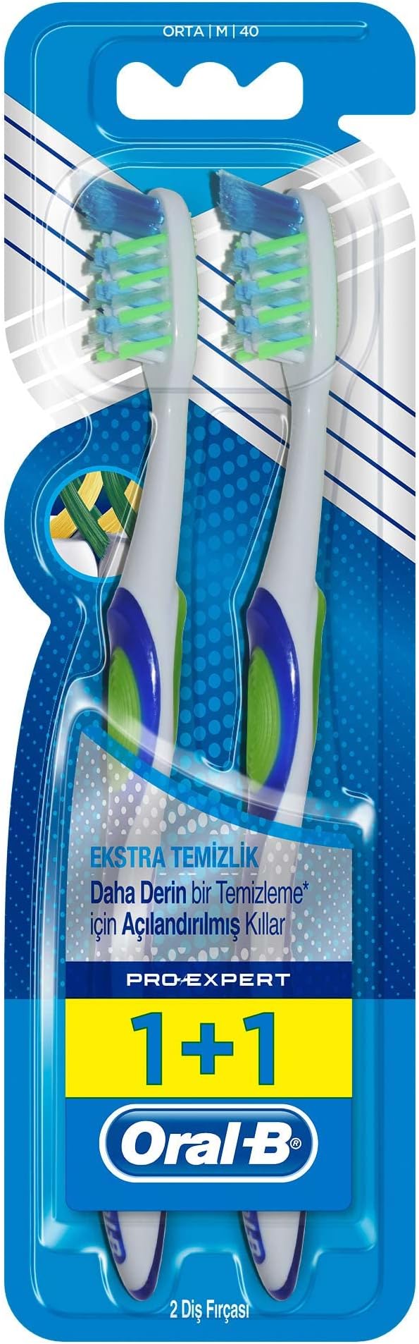 Oral-B Pro Expert Crossaction Extra Clean Toothbrush - 40 Medium, Set Of 2-Piece , Multi Color