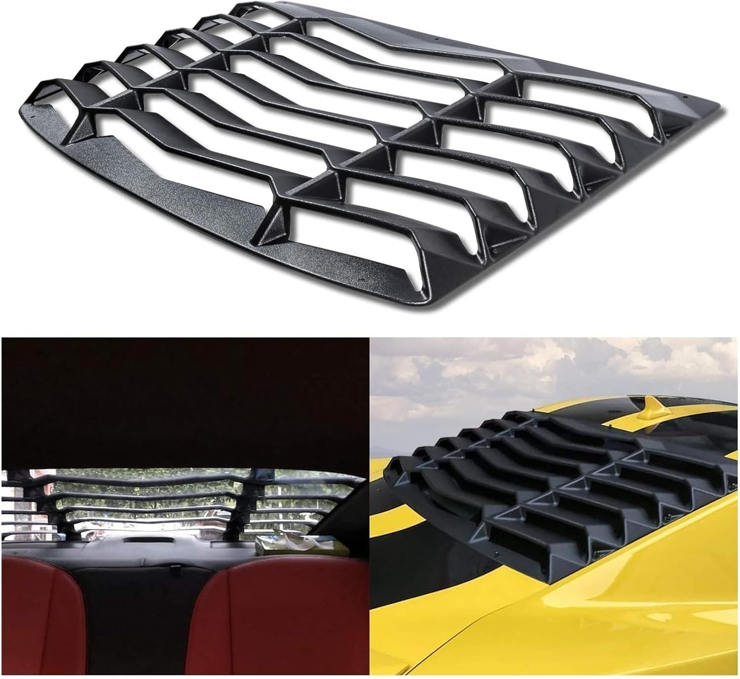 ABS Rear Window Windshiled Louver Sun Shade Cover Matte Black in GT Style Compatible for Chevrolet Camaro 2010-2015