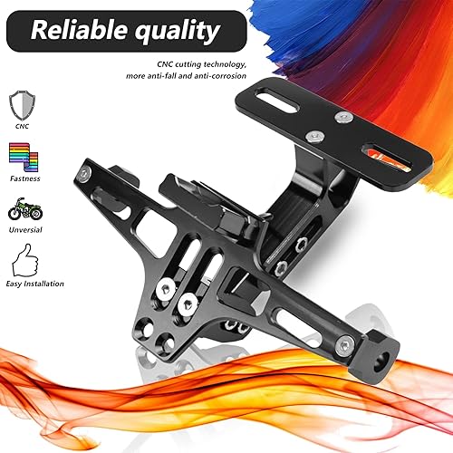 Miniatura 7 de LKV - Soporte universal para placa de matrícula de motocicleta con kit eliminador de guardabarros con luz LED, soporte de montaje de placa de