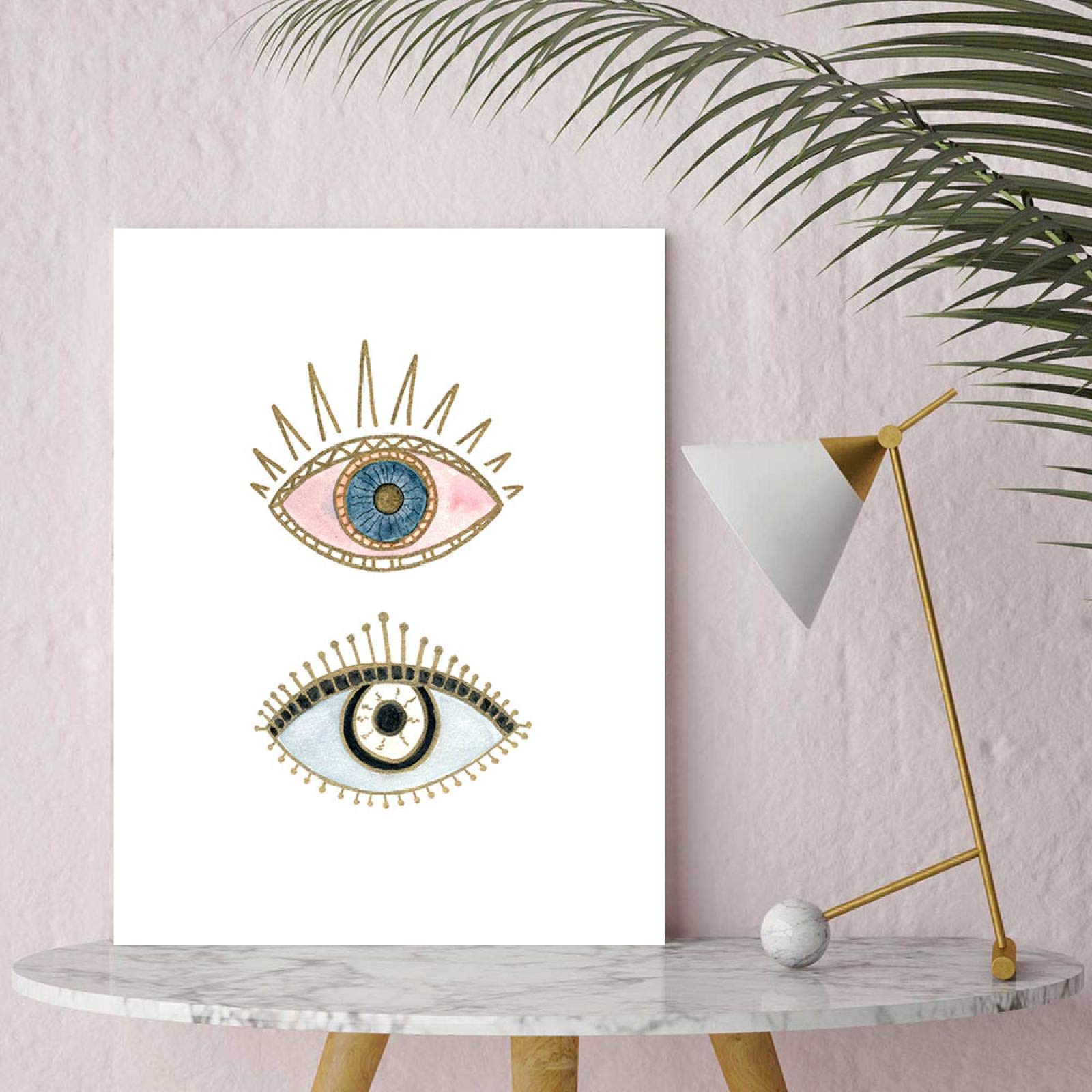 Yooyu Pintura Boho Cuadros de Pared Ojo Tribal Canasta Tejida Acuarela Lienzo Arte Impresiones Inicio Bohemia Cartel Decoración de la Pared 50x75cmx3 Marco Interno