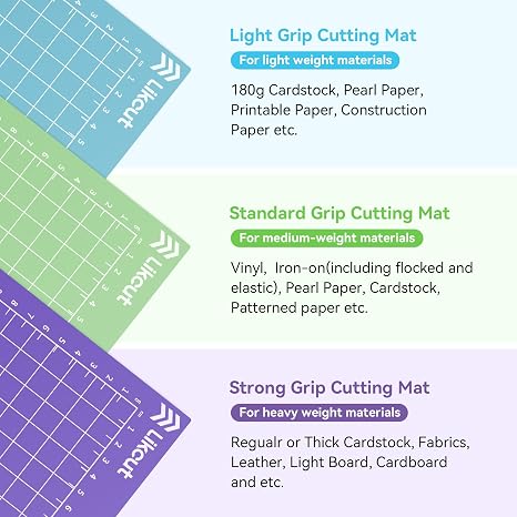 Likcut Portable Vinyl Cutter S41 with 8.5 x 12 Cutting Mats (StandardGrip, LightGrip, StrongGrip 3 Mats) for Craft DIY Paper, Vinyl, Cardstock, Craft