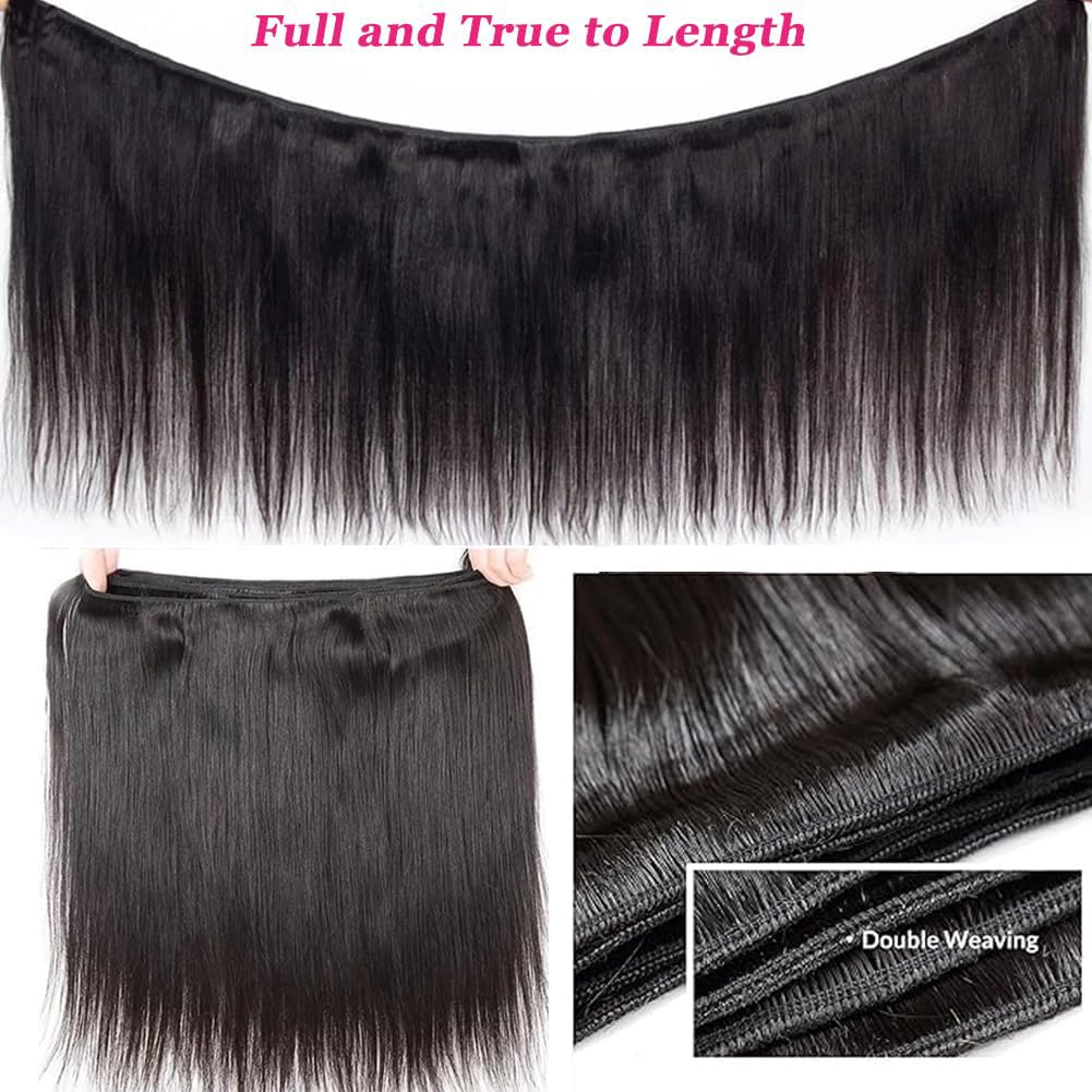 12A Human Hair Bundles Straight Bundles Human Hair 16 18 20 Inch 100% Unprocessed Brazilian Virgin Hair For Women Quick Weave Natural Black Color Extensions - Image 5