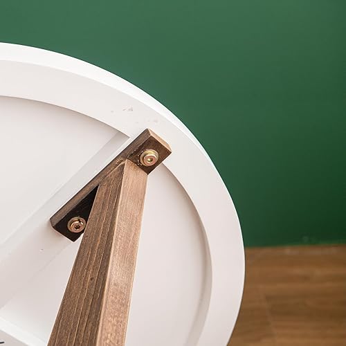 Miniatura 15 de Mesa auxiliar decorativa de mariposa, parte superior de madera MDF marrón nogal y patas de horquilla negras, mesa auxiliar pequeña y moderna, 21.75