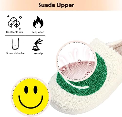 Miniatura 2 de rosyclo Pantuflas de cara sonriente, retro, suaves, acogedoras, para casa, antideslizantes, esponjosas, para interiores y exteriores, para mujeres y