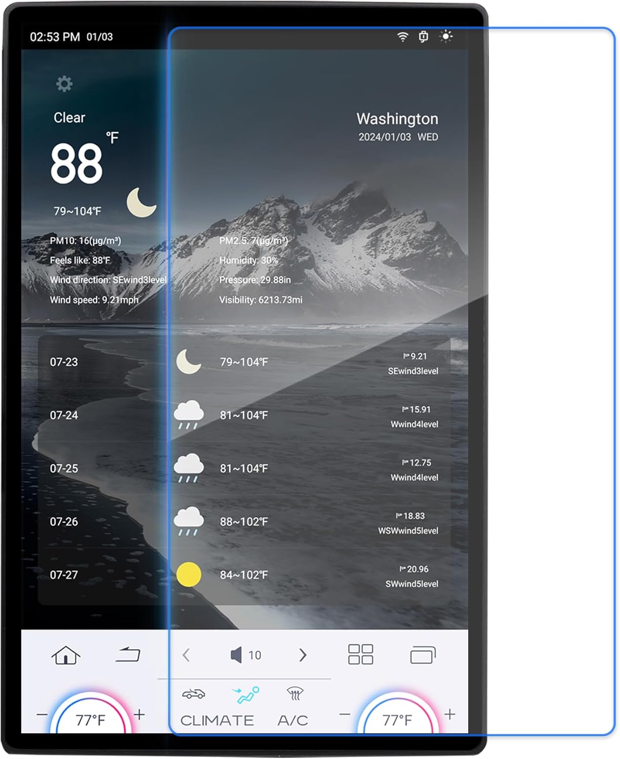 Cidava Tempered Glass Screen Protector Tailored 13-inch Qualcomm Android Car Stereo, Anti Shatter/Scratch, 0.5mm Thin, Polarized Eyewear Compatible