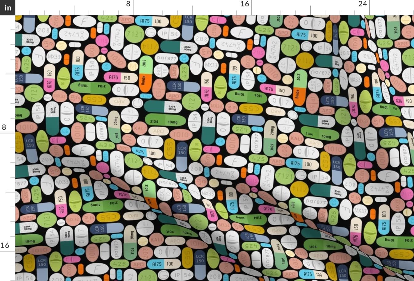 Spoonflower Fabric - Black Green White Pills Medicine Capsules Prescription Pharmacy Printed on Minky Fabric by The Yard - Sewing Baby Blankets Quilt Backing Plush