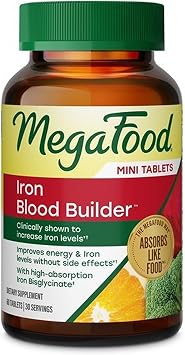 MegaFood Blood Builder Iron Supplement, Energy Support, 60 Mini Tablets