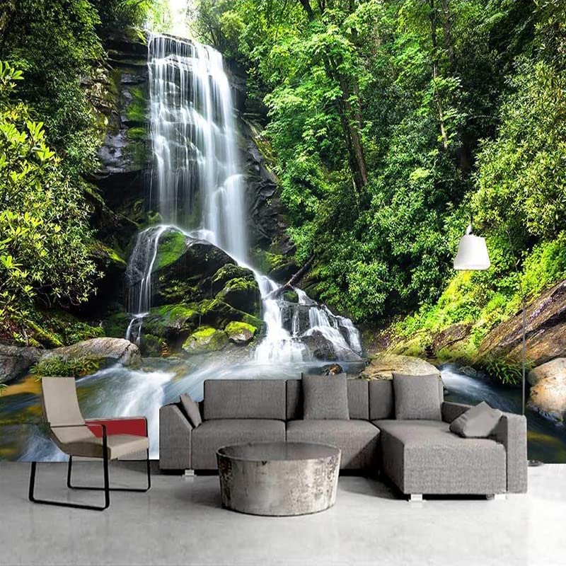 LILOKKO Custom Green Forest Wallpaper Waterfall 3D Self-Adhesive Wall Murals Living Room Bedroom Background Natural Landscape Wall Paper