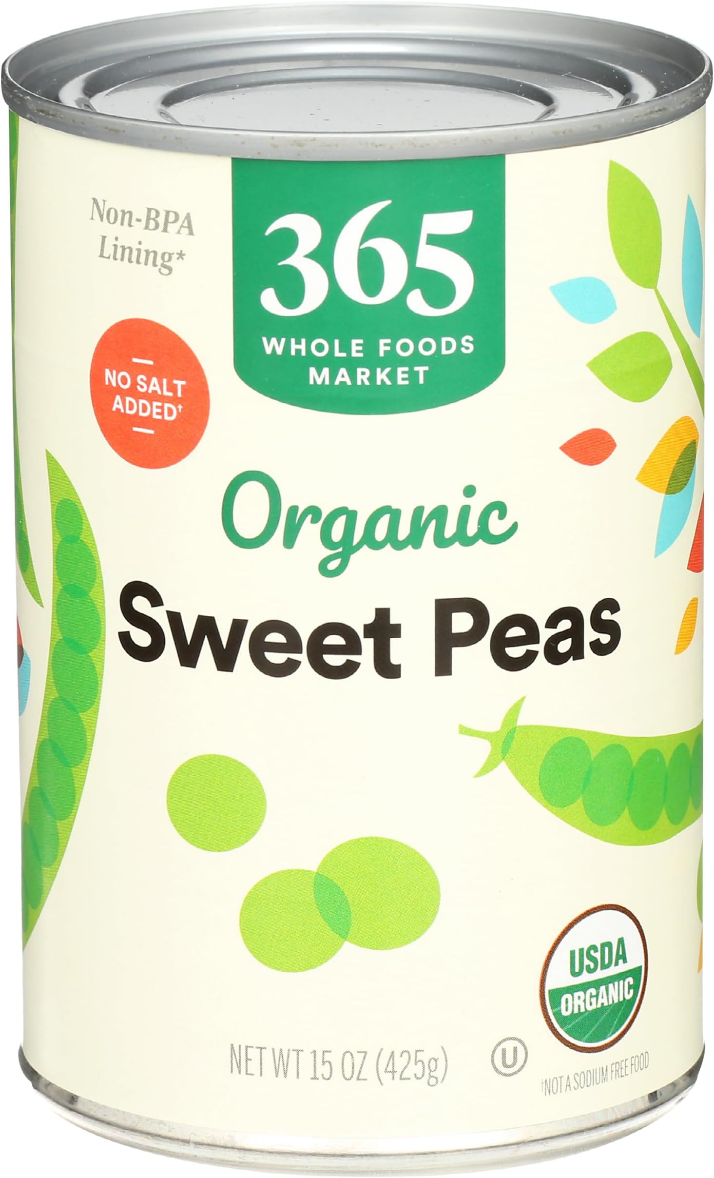 Organic Sweet Peas No Salt Added, 15 oz