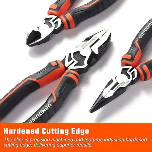 Miniatura 3 de Vanquish Juego de herramientas de alicates de 3 piezas con alicates de corte diagonal de mordaza de alambre de 6 pulgadas, alicates de punta larga