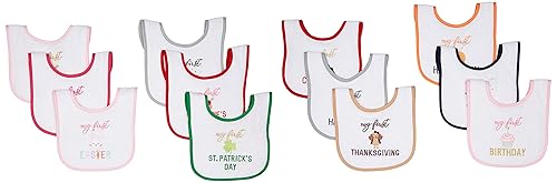 Hudson Baby Baberos unisex para bebé de felpa de algodón con relleno de fibra, Girl Holiday, talla única