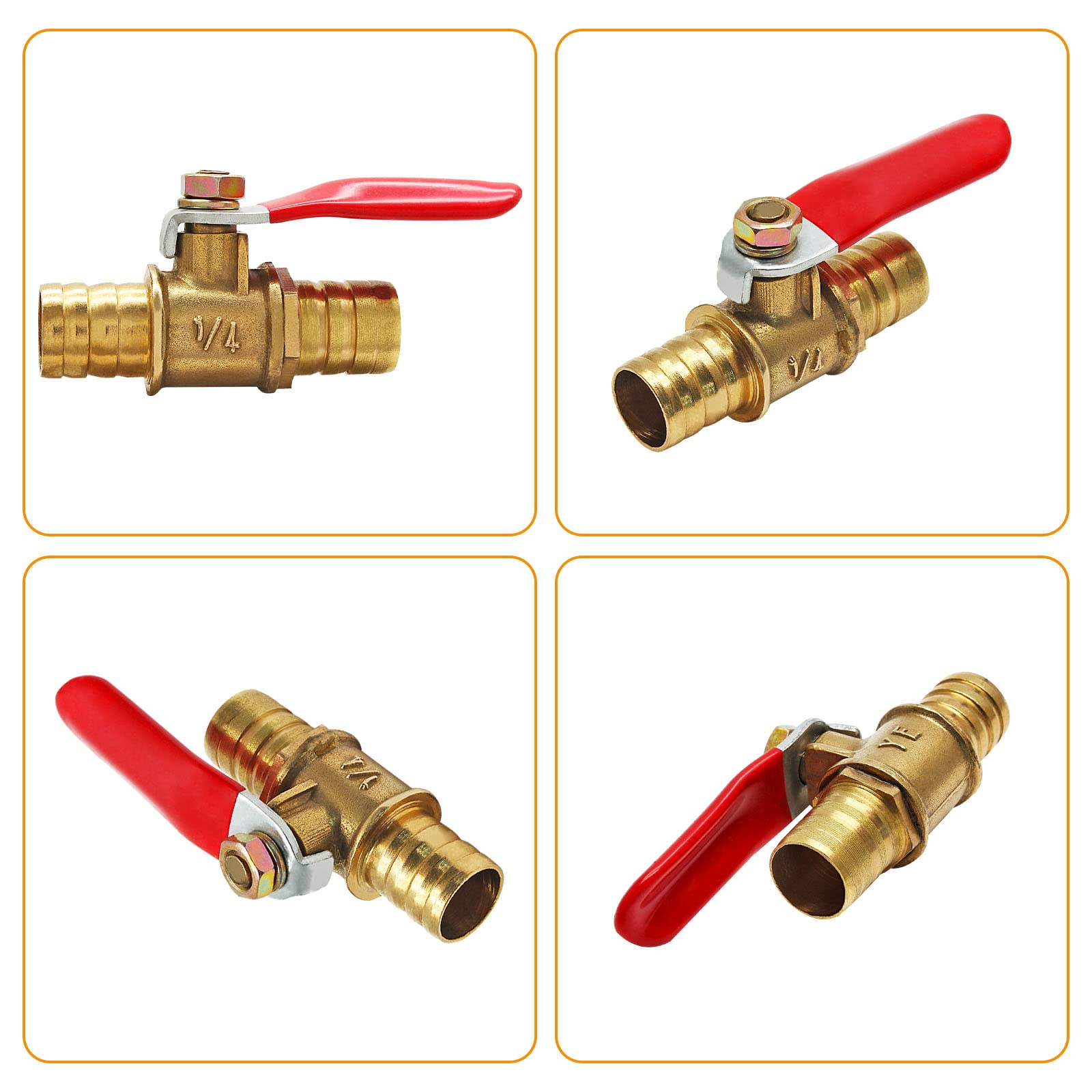 Snapklik.com : 2 PCS Brass Ball Valve Shut Off Switch, 1/2