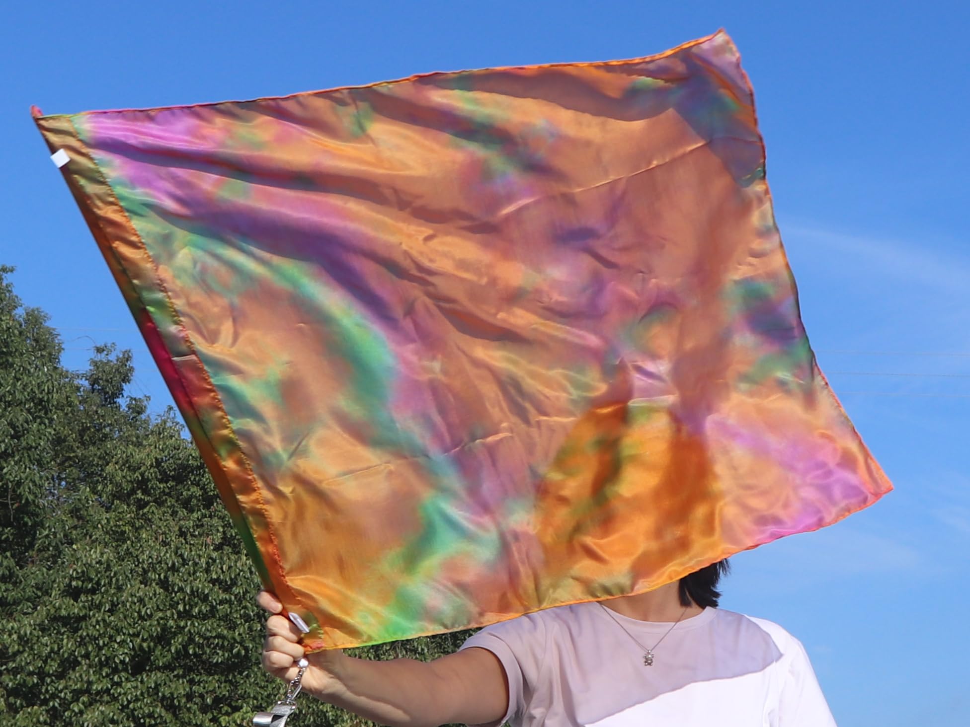 Winged Sirenny Drapeau-Poi Soie 174cm - Accessoire Danse Avec Émerillon Violet
