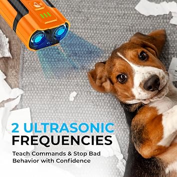 AutoSky Bark Zero Ultrasonic Dog Bark Deterrent & Training Device, Handheld Anti Barking Control with LED Flashlight, Rechargeable & Humane for Small & Large Dogs