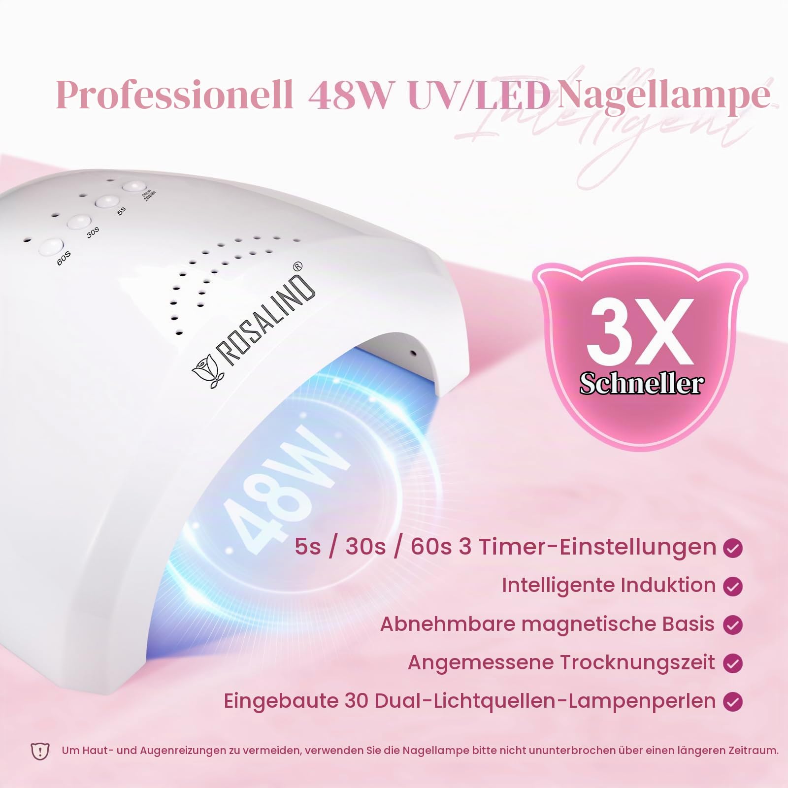 ROSALIND UV Nagellack Set mit UV Lampe, 60+5 Stück Gelnägel Starterset Rosa Blau Grün Lila Rot Schwarz Braun Gel Nagellack Gelnägel für Nägel Maniküre Nagelstudio Set
