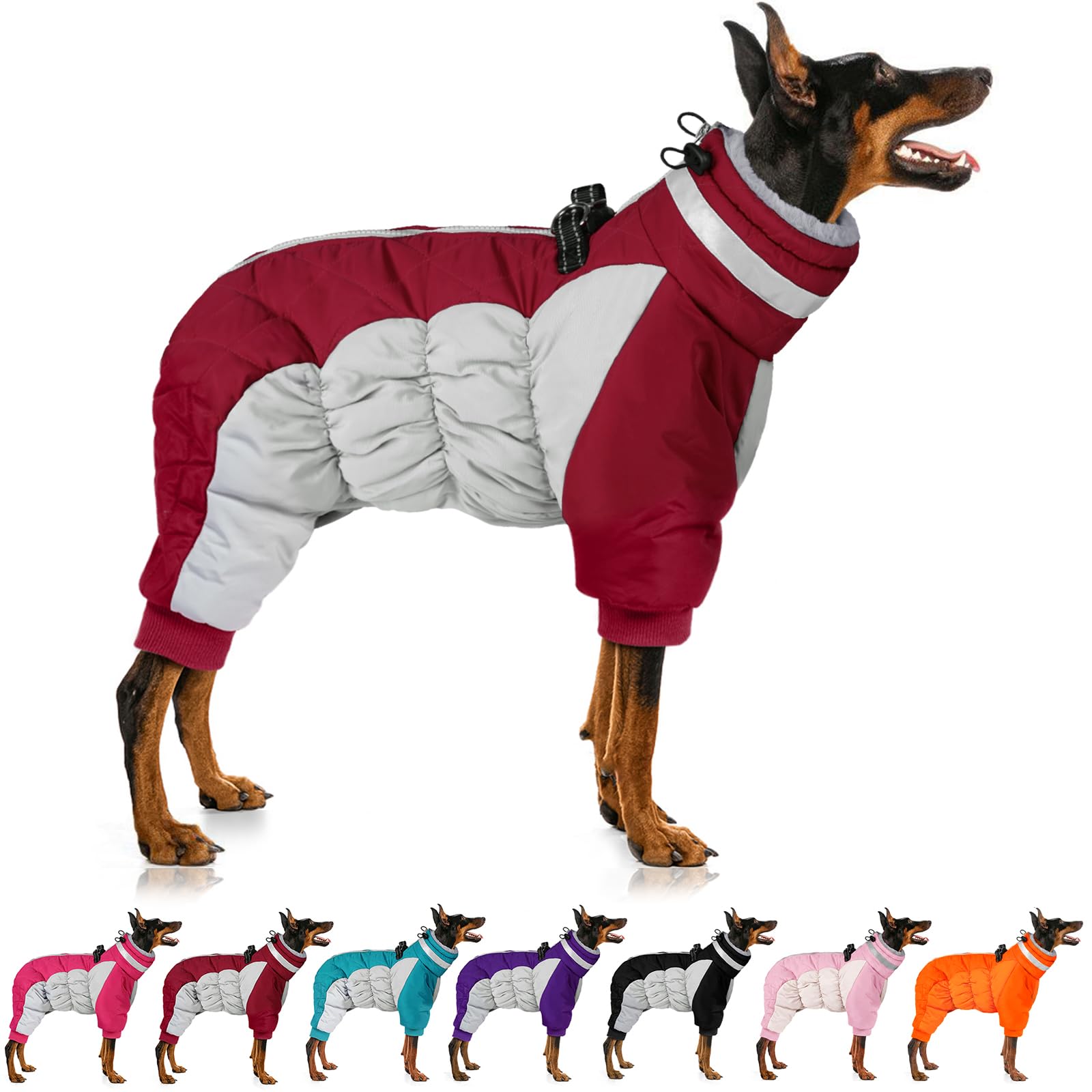 MIGOHI Full Body Dog Coat，Warm Coats for Medium Dogs, L, Burgundy