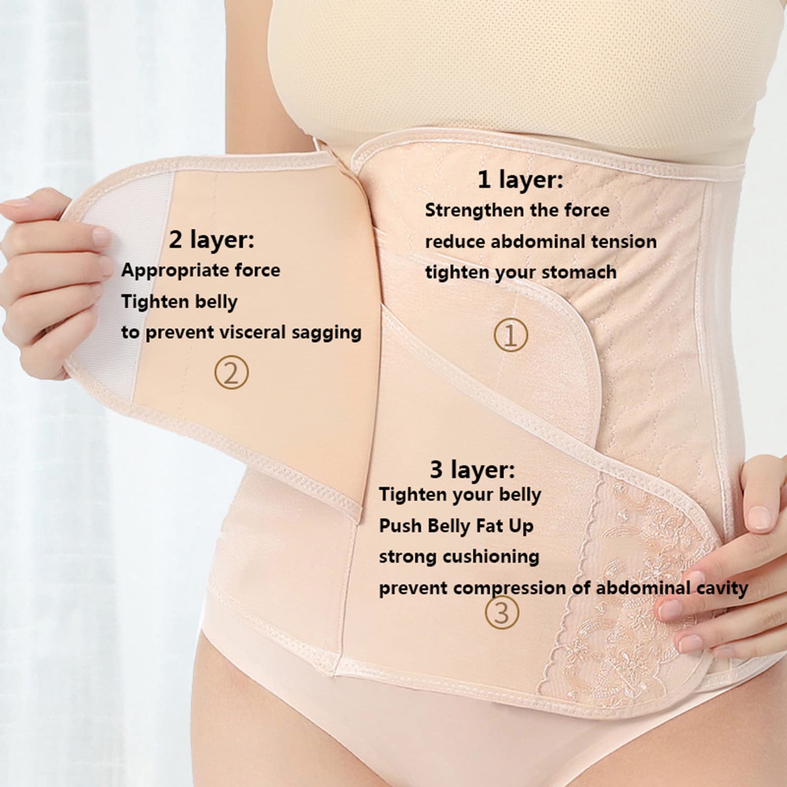 2 in 1 Postpartales Bauchband Postpartale Unterstützung Erholung Postnataler Gürtel Nach der Schwangerschaft Bauch Taille Becken Postpartale Bauchpackung für die Erholung nach der Operation,M