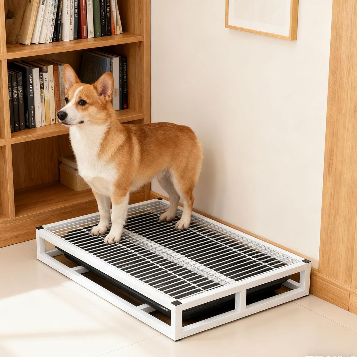 室内犬用トイレトレイ トレーニングトイレ ポータブルメッシュグリッド 滑り止め 清潔に保つ 犬用ボックス, L