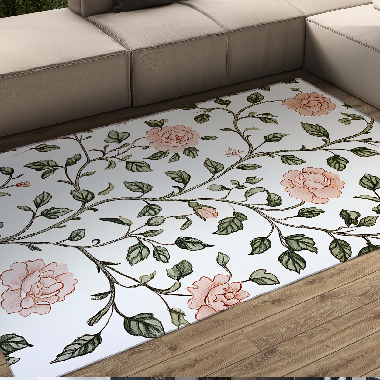 Tapis de chambre vintage floral bleu pour créer un cocon doux