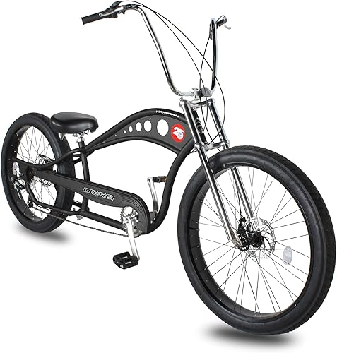 MICARGI Vancouver - 26 bicicletas de crucero completas con marco de acero elástico, de una sola velocidad y 7 velocidades, manillares de altura alta