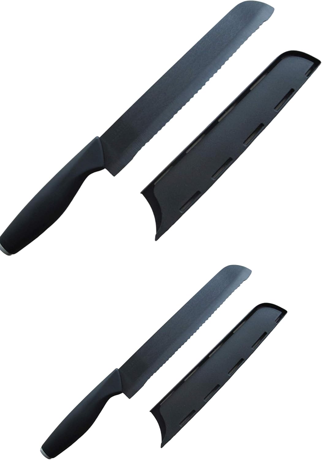 Cestari Ceramic Knife Set - 6 Inch Tomato Knife and 8 Inch Bread Knife with Serrated Blades - Includes Safety Sheaths and Gift Box - Never Needs Sharpening