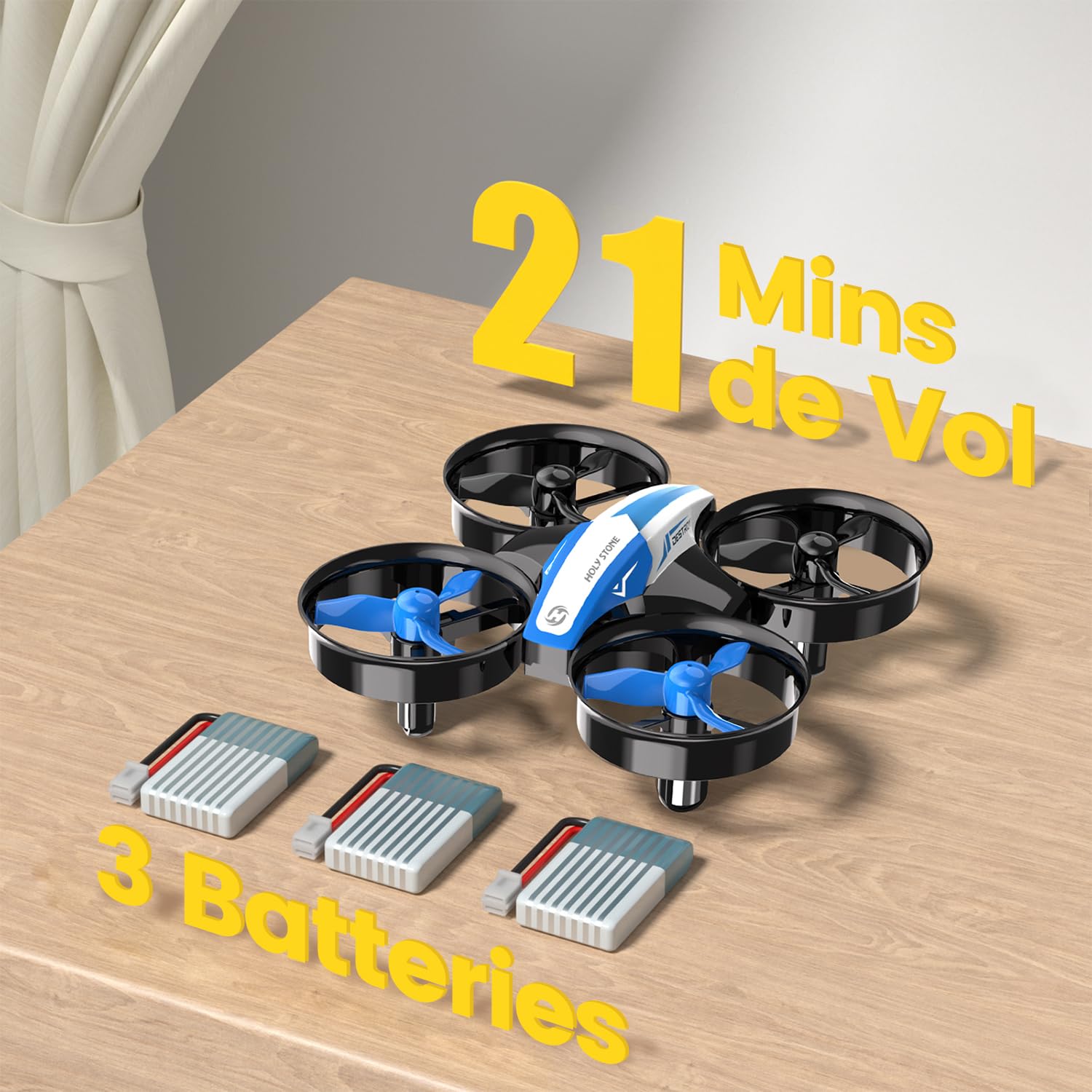 Holy Stone HS210 Mini Drone pour Enfants et Débutants RC Nano Hélicoptère D'intérieur avec mise en vol Automatique, Flip 3D, Mode sans tête et 3 Piles, Superbe Cadeau pour Garçons et Filles, Bleu