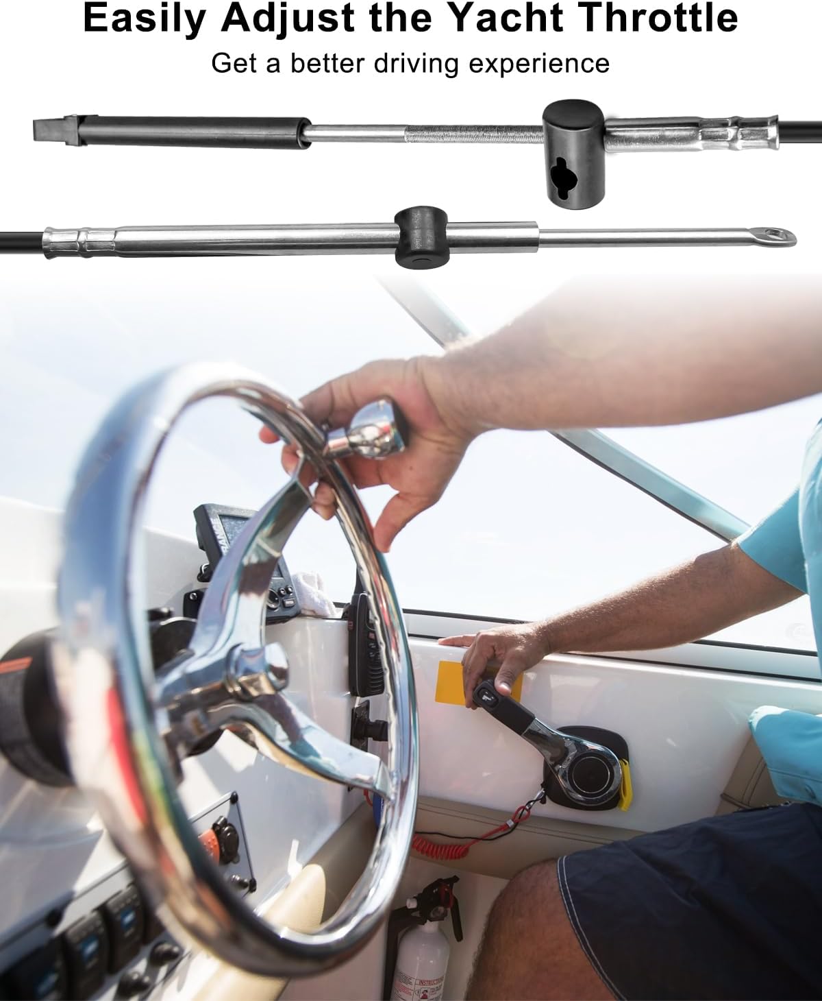 15FT Control Cables Fit for Outboard Engine GEN I Mercury Quicksilver Mariner Throttle Cable 33c, Throttle and Shift Cables, 2 PCS
