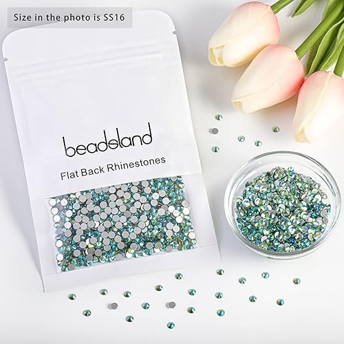 Vista 405 de Beadsland Diamantes de imitación de cristal con parte trasera plana, gemas redondas para arte de uñas y manualidades, pegamento fijo, violeta