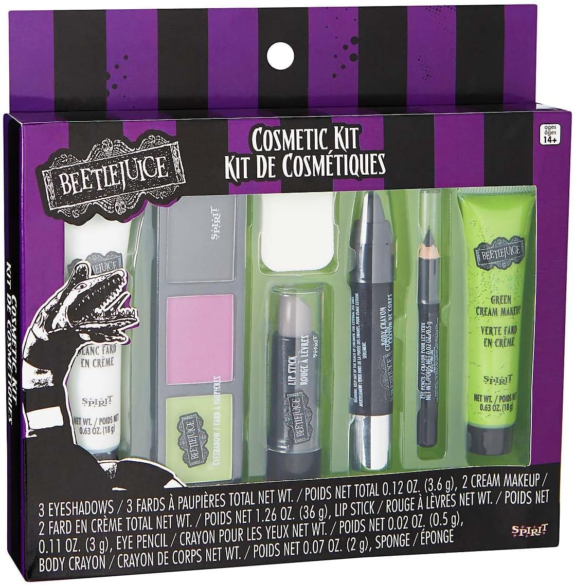 Spirit Halloween Beetlejuice Makeup Kit, Officially Licensed, Halloween Cosmetics Set, Scary Costume Makeup Kit, Unisex Adult, One Size Fits Most, Multicolor