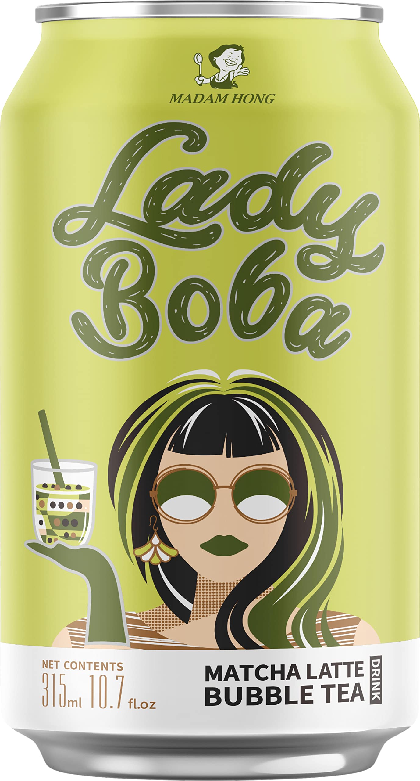 (Pack of 4) Lady Boba 4 Cans. Milk Bubble Tea with Boba Pearls in a Can