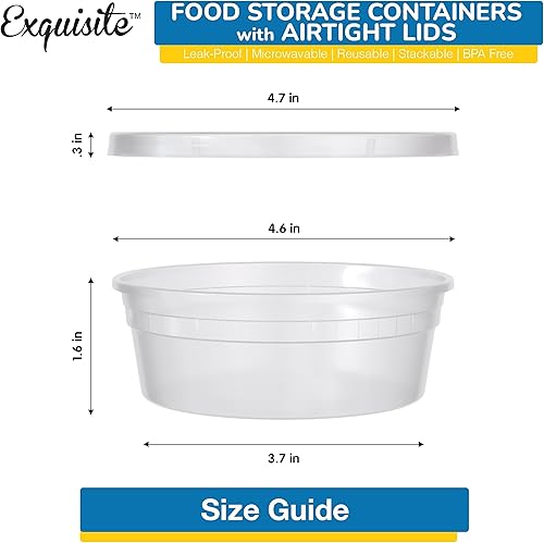 Miniatura 2 de Contenedores de plástico desechables de 8 onzas con tapas, 48 de cada recipiente y tapas, recipientes resistentes a fugas para alimentos,
