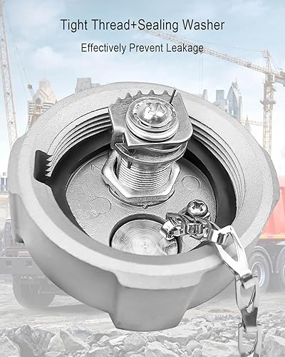 Miniatura 3 de Tapa de combustible diésel de 2 14 pulgadas con bloqueo para remolque Reefer International MD Ford 650 750 semi camión, cubierta del depósito de