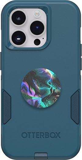 OtterBox Bundle Commuter Series Case for iPhone 14 PRO - (Don't BE Blue) + PopSockets PopGrip - (Oil Agate)