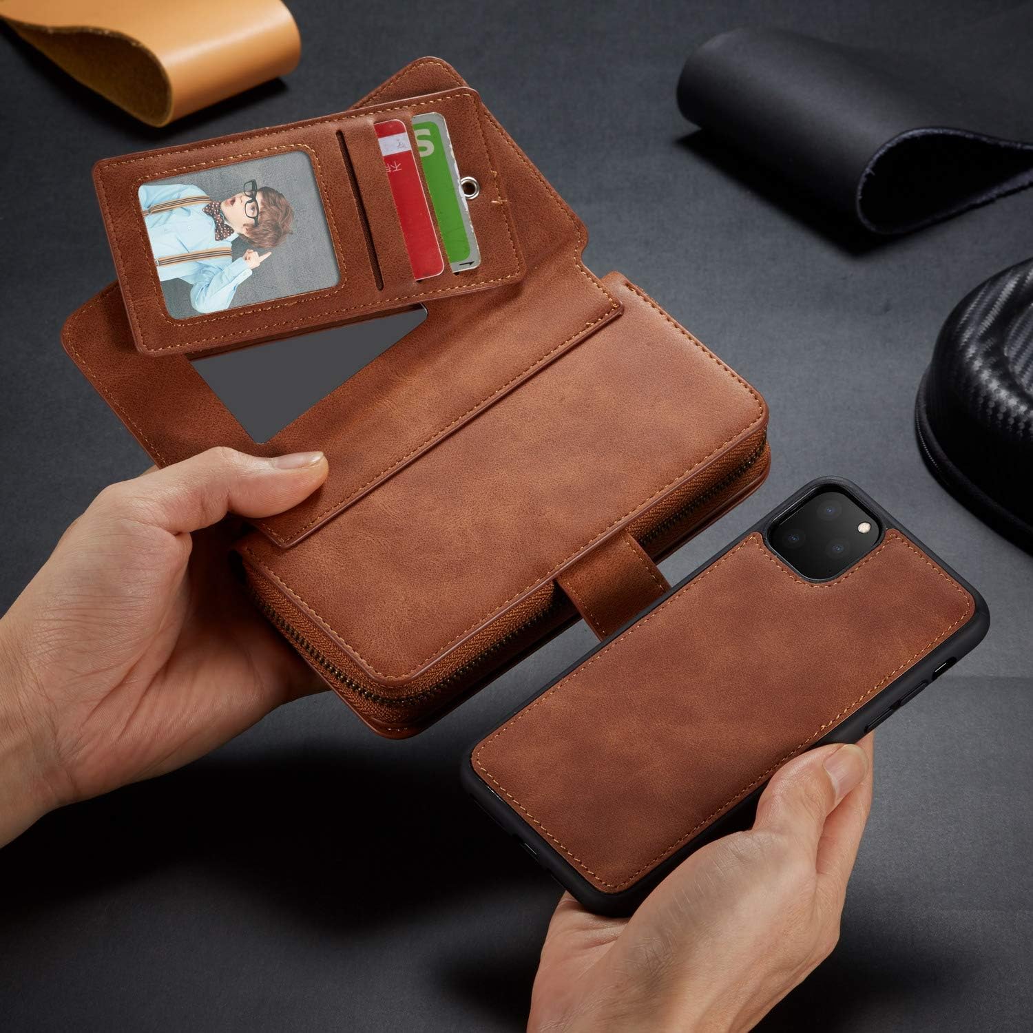 Wееklу Tор Sаlе Urvoix for iPhone 11 Pro Max Wallet Case Premium Leather Zipper Purse with Strap, Detachable Removable Magnetic Case with Card Holder Flip Cover for iPhone 11 Pro Max(6.5-inch Display), Brown Tесh Dеаlѕ 🔥 Urvoix for iPhone 11 Pro Max Wallet Case Premium Leather Zipper Purse with Strap, Detachable Removable Magnetic Case with Card Holder Flip Cover for iPhone 11 Pro Max(6.5-inch Display), Brown