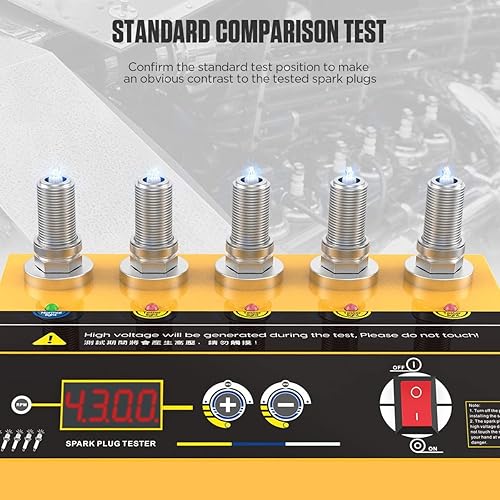 Miniatura 9 de Probador de bujías de coche, herramientas de encendido, escáner de diagnóstico con detector ajustable de 5 agujeros, analizador de enchufe de