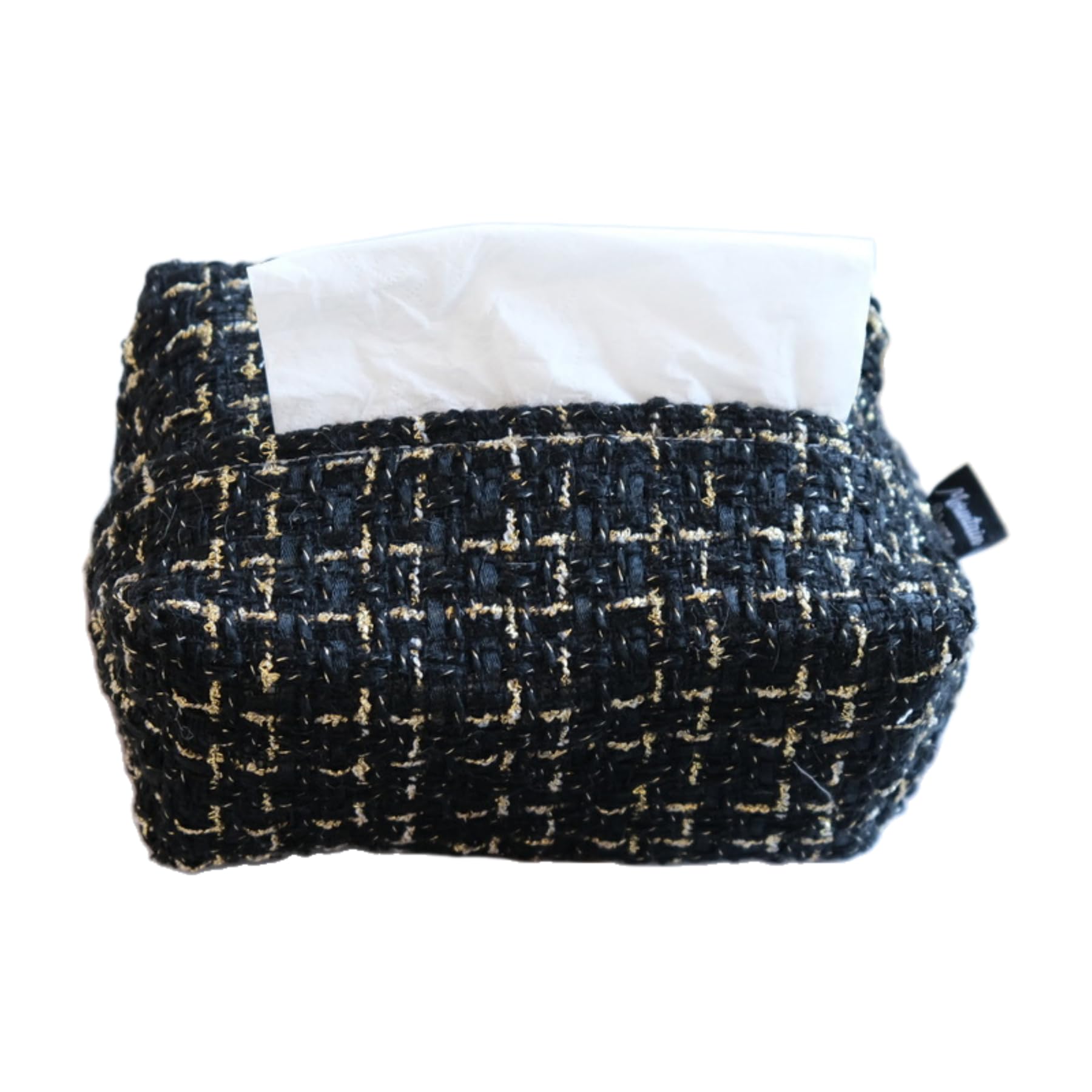 Rectangular Tweed Tissue Box Holder Golden Thread